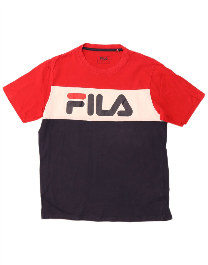 Tricou grafic pentru bărbați FILA Top mare, multicolor, din bumbac color bloc