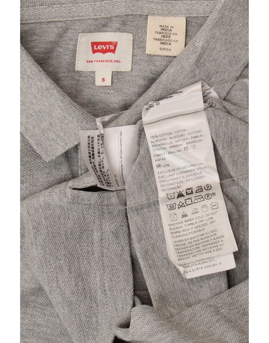 Cămașă polo LEVI'S pentru bărbați, bumbac gri mic