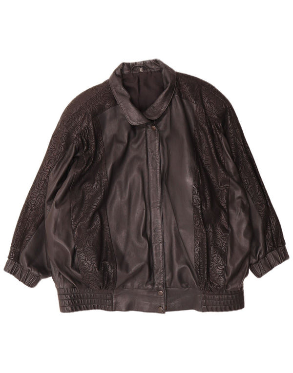 Jachetă de piele supradimensionată pentru femei Vintage IT 42 Medium Black Geometric