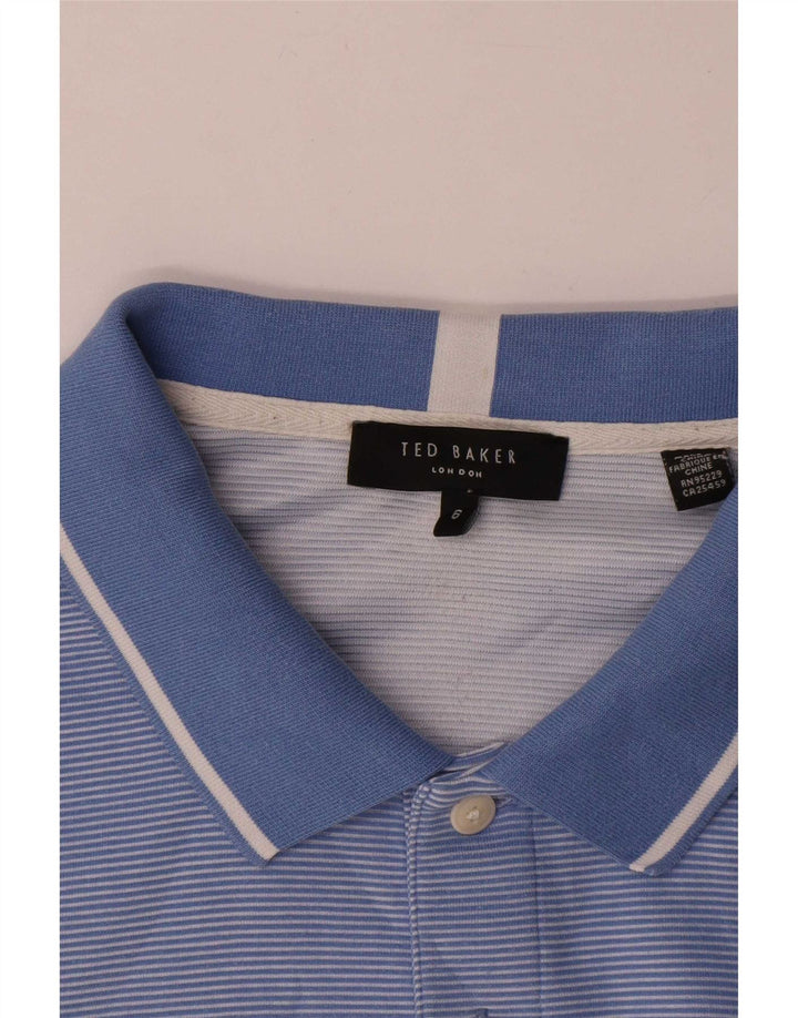 Tricou polo pentru bărbați Ted Baker Mărimea 6 2XL Poliester cu dungi albastre