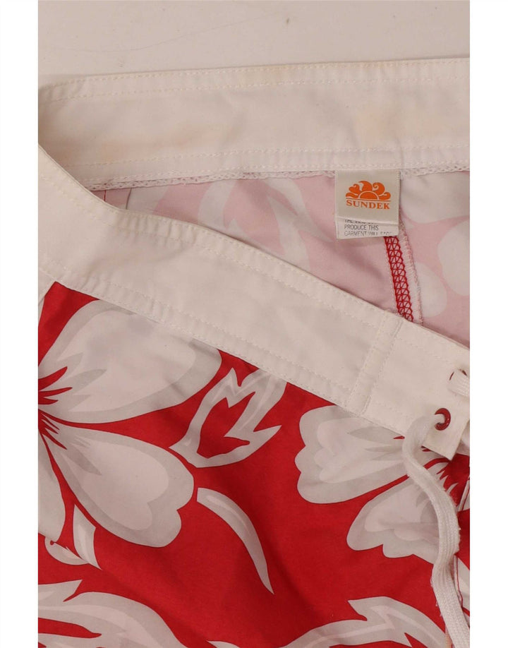 Sundek Pantaloni scurți de înot pentru bărbați, poliester floral, roșu mediu