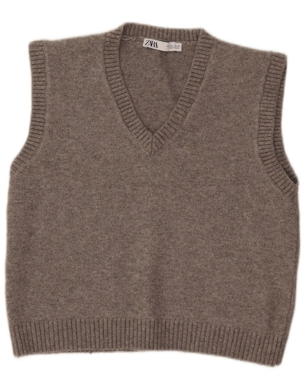 Zara femei Crop Vest Tank Top UK 14 mare poliester gri