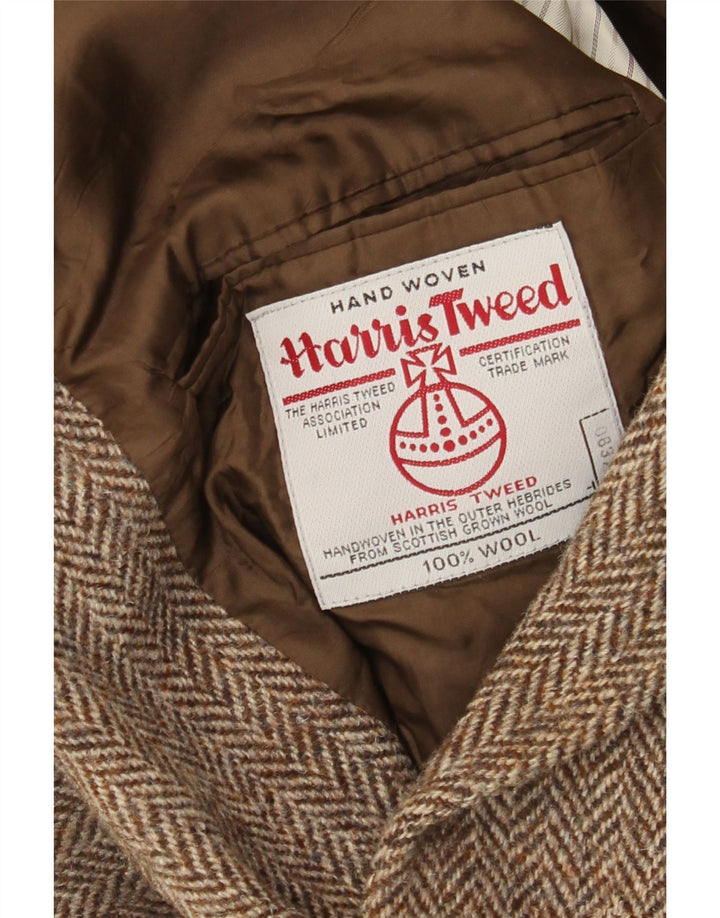 Jachetă pentru bărbați Harris Tweed, cu 2 nasturi, UK 40, lână mare, maro, în spinare