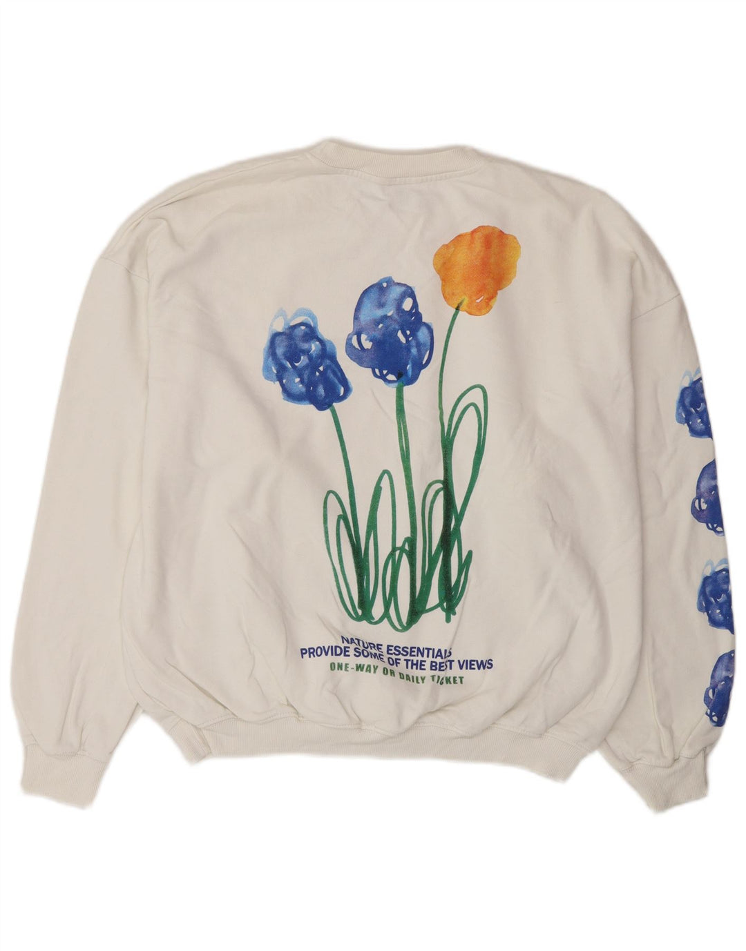 Pulover supradimensionat cu grafic pentru femei Zara UK 14 Medium White Floral