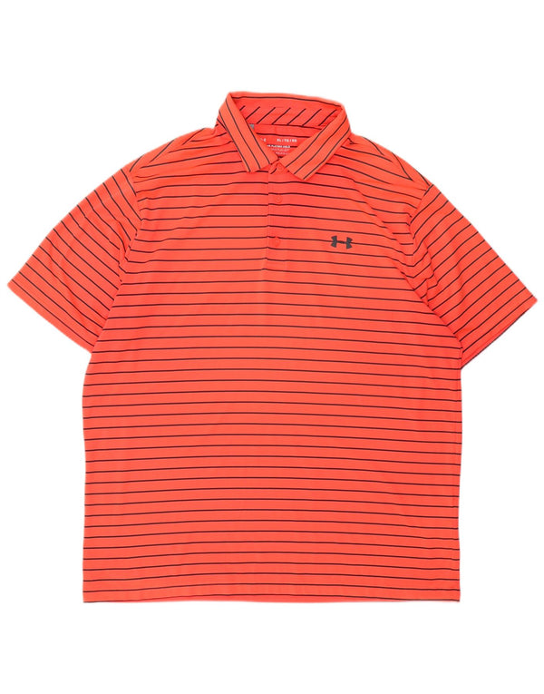 Tricou polo Under Armour pentru bărbați XL, poliester cu dungi portocalii