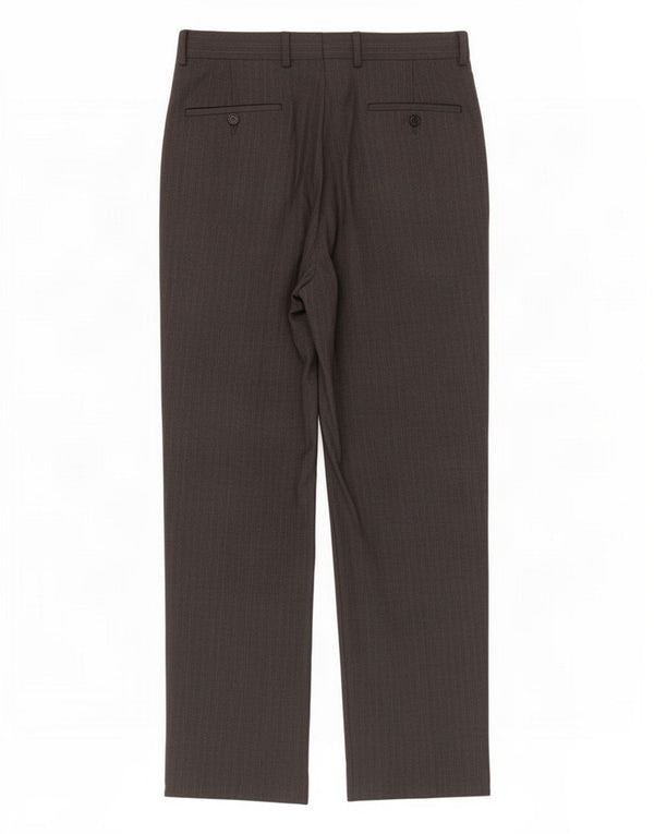 Marks & Spencer Pantaloni de costum drept bărbați L32 L29 Lână nouă cu dungi maro