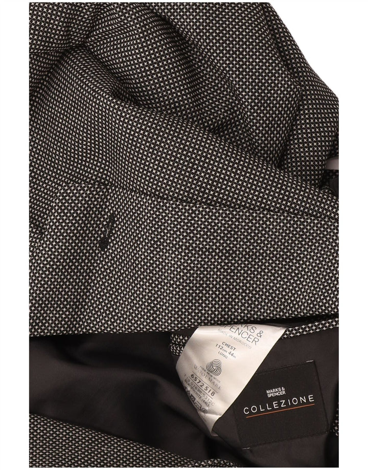 Jachetă pentru bărbați Marks & Spencer, cu 2 nasturi, UK 44 XL, lână neagră check