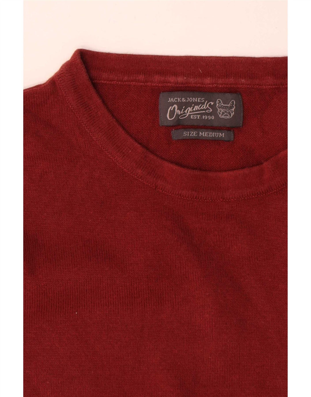 Pulover Jack & Jones pentru bărbați cu gât roșu, bumbac mediu