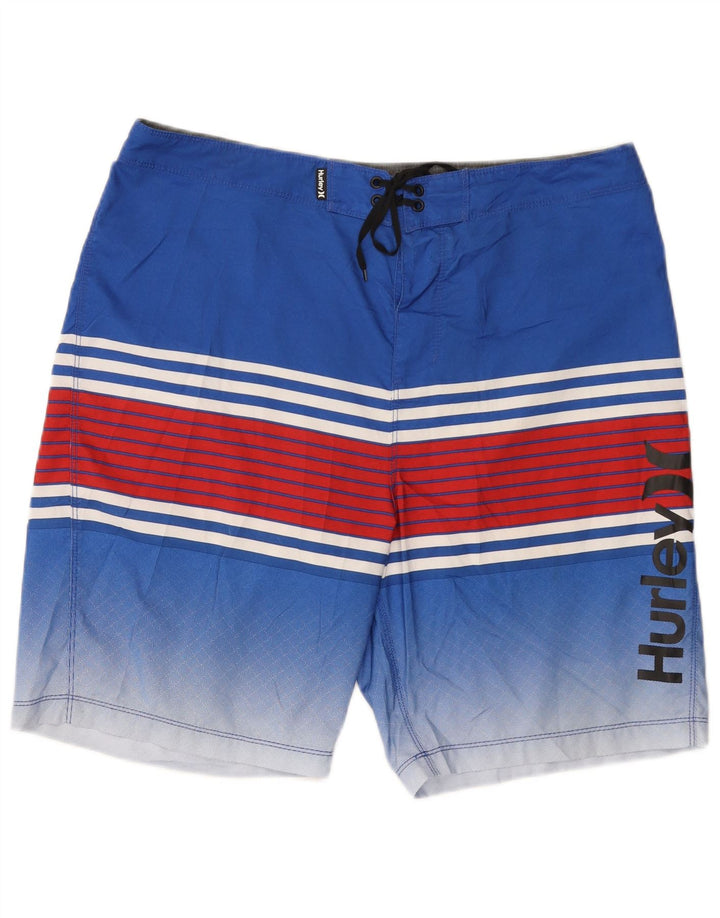 Pantaloni scurți de înot grafic pentru bărbați Hurley, poliester cu dungi mari, albastre