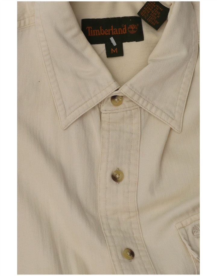TIMBERLAND Mens Shirt Medium Off White Cotton