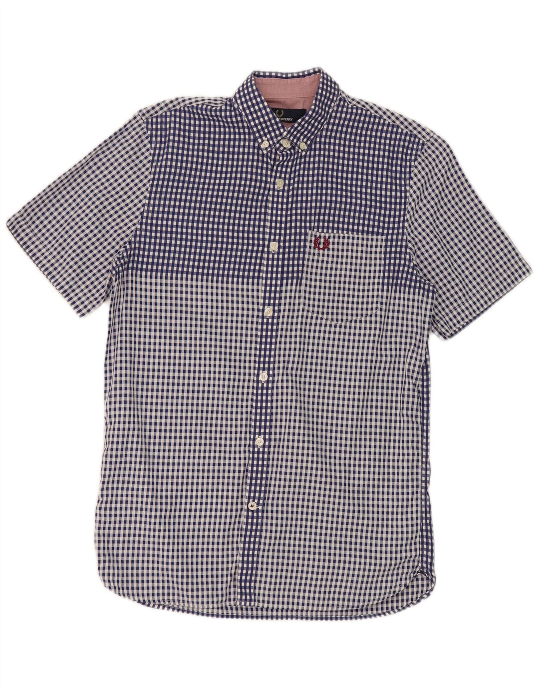 Cămașă cu mânecă scurtă pentru bărbați Fred Perry, bumbac cu carouri albastre mici