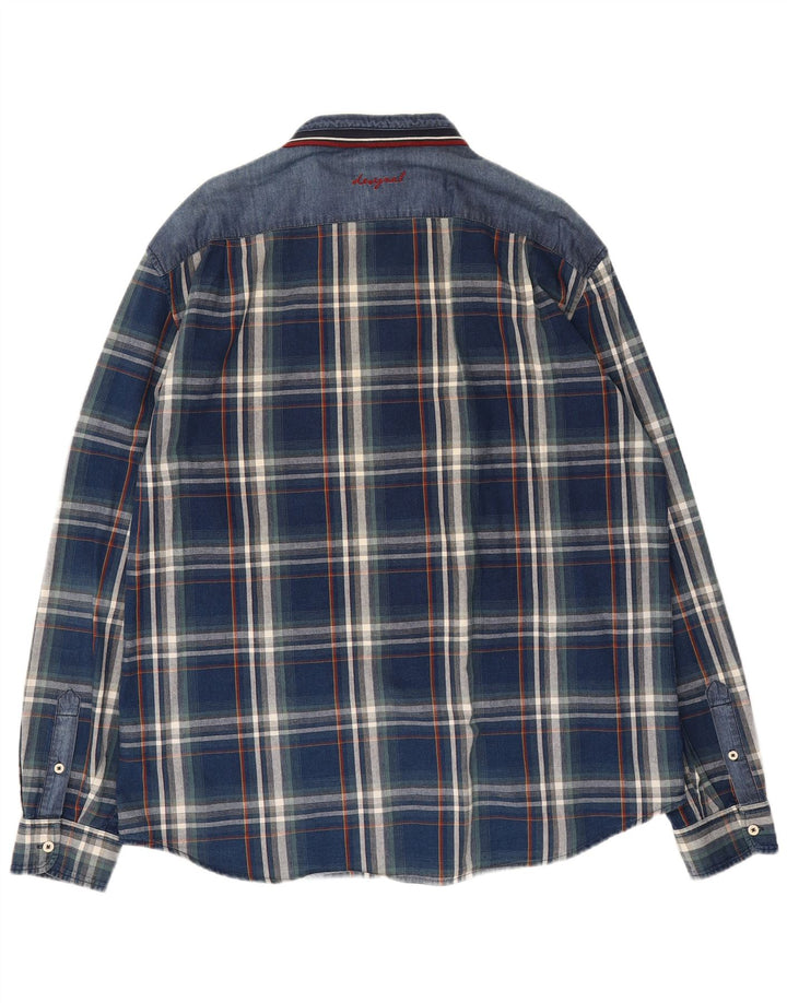 Cămașă Desigual pentru bărbați 2XL, bumbac cu carouri bleumarin