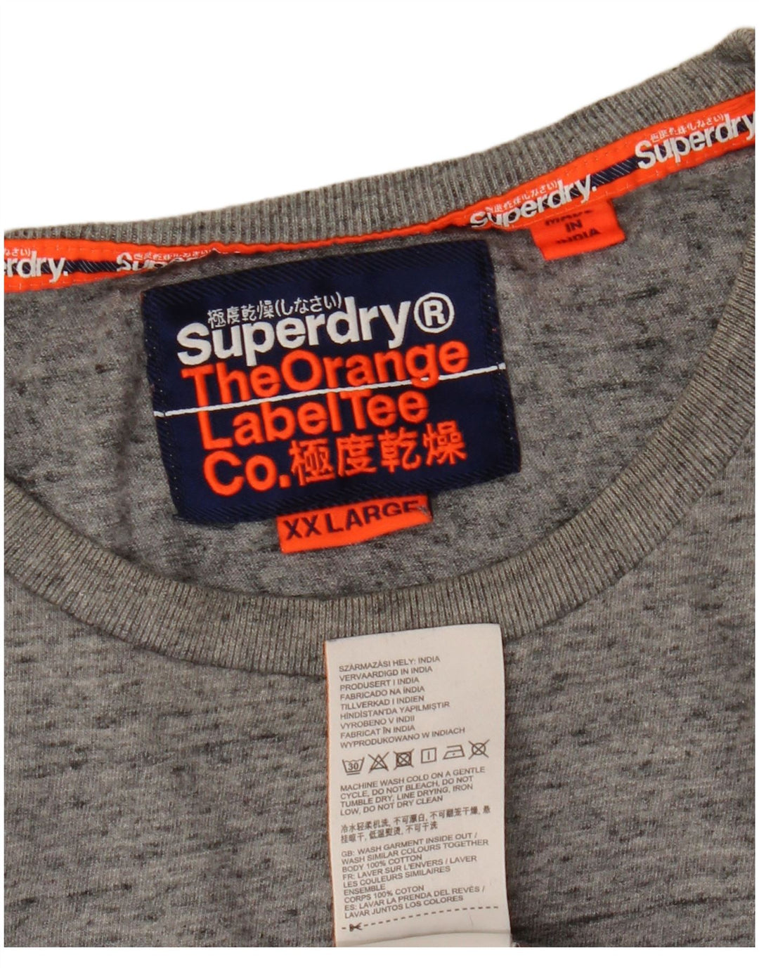 Tricou grafic pentru bărbați Superdry Top 2XL, bumbac cu pete gri