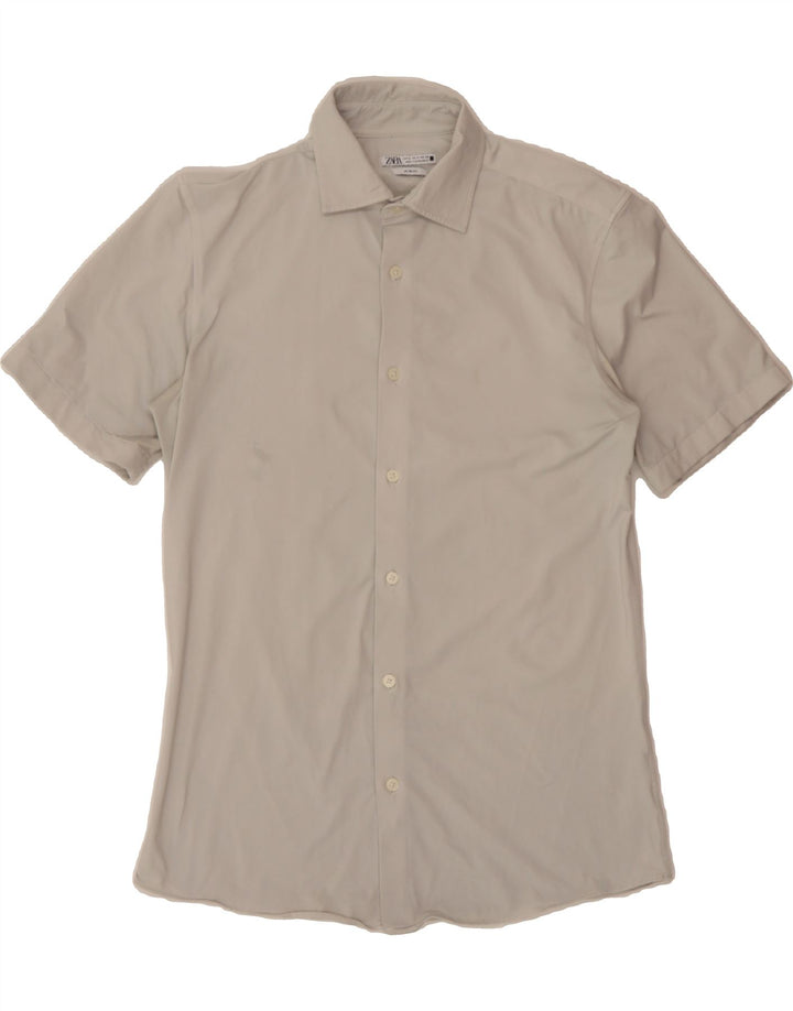 ZARA Mens Slim Fit Short Sleeve Shirt Small Grey Vintage Zara and Second-Hand Zara from Messina Hembry 