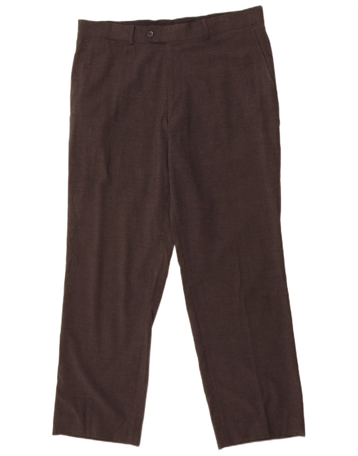 Pantaloni de costum drepți pentru bărbați Zara EU 46 XL W36 L29 Gri Poliester