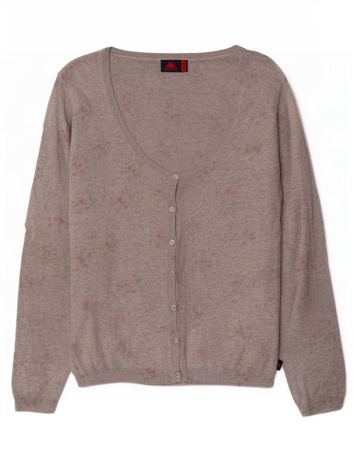 Pulover cardigan pentru femei cu model abstract Kappa UK 14 bumbac gri mediu