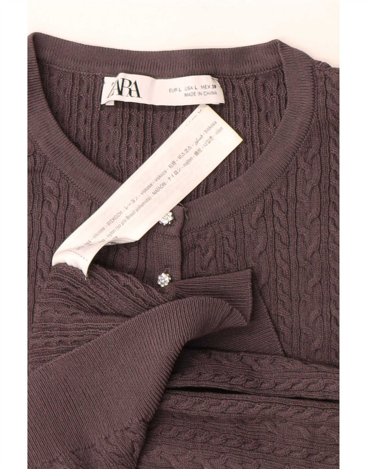Pulover cardigan pentru femei Zara UK 16 mare, gri, viscoză