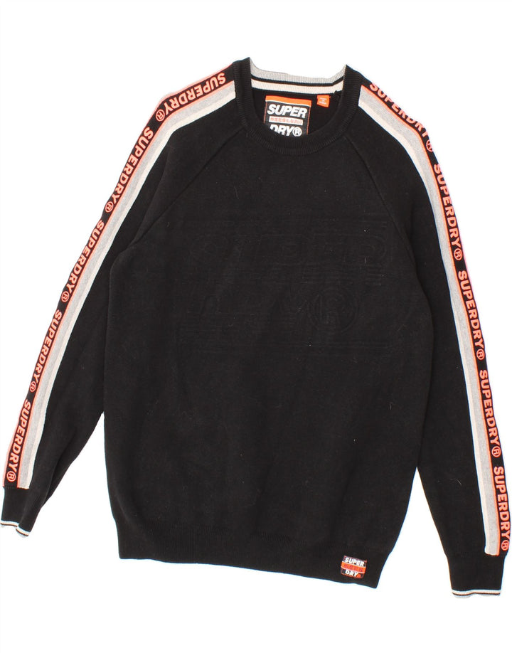 SUPERDRY Womens Graphic Sweatshirt Jumper UK 14 Medium Black Colourblock Vintage Superdry and Second-Hand Superdry from Messina Hembry 