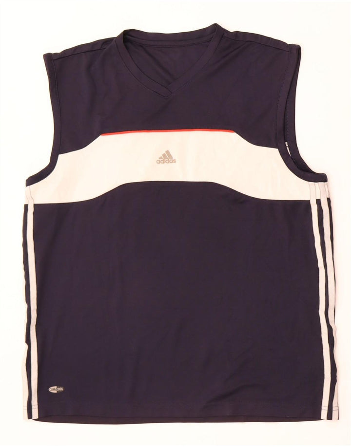 Vestă de top Climacool pentru bărbați Adidas, mediu bleumarin, poliester color bloc