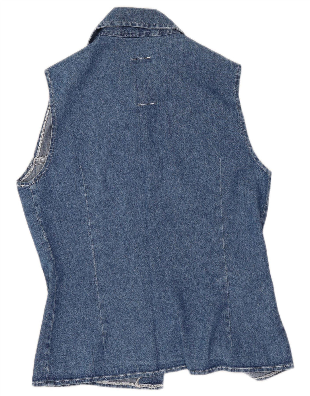 Cămașă din denim fără mâneci vintage pentru femei UK 10 Small Blue
