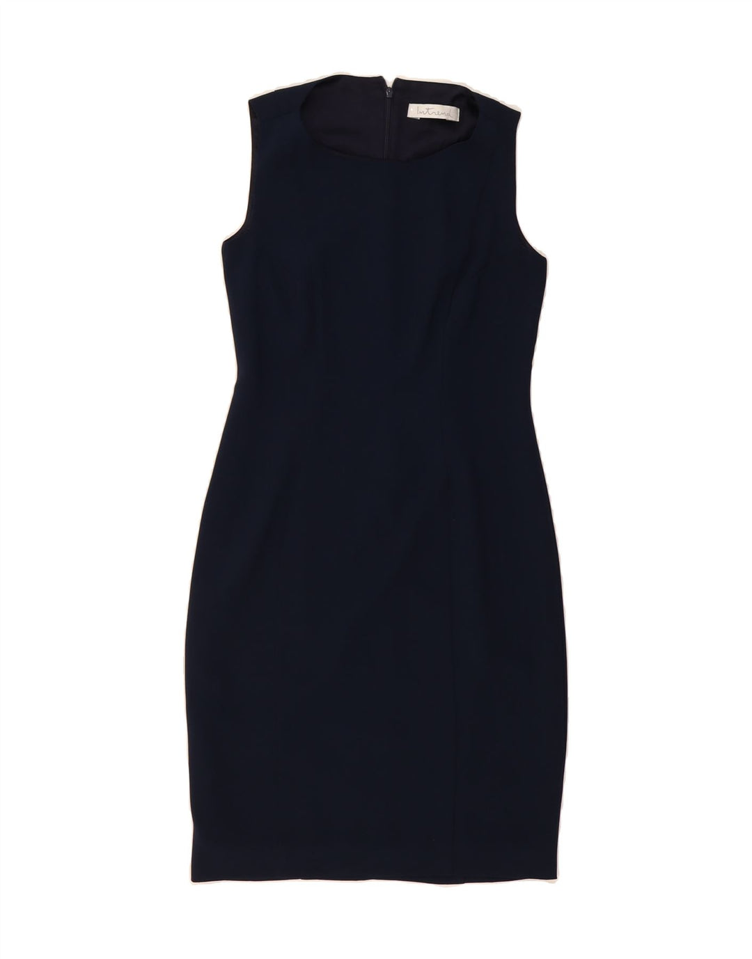 INTREND Womens Sleeveless Sheath Dress UK 12 Medium  Navy Blue Polyester Vintage Intrend and Second-Hand Intrend from Messina Hembry 