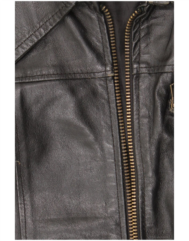 Jachetă de piele vintage pentru femei UK 18 XL din piele neagră