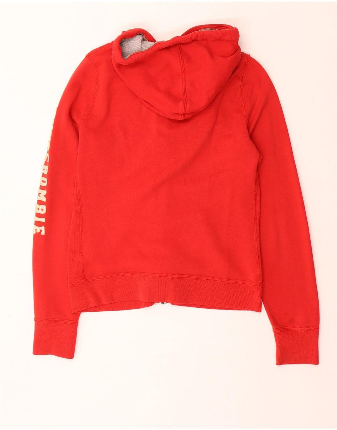 ABERCROMBIE & FITCH Pulover cu capota cu fermoar cu grafic pentru femei UK 14 Large Red
