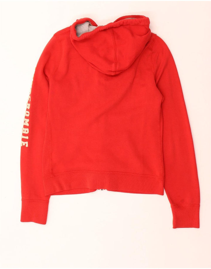 ABERCROMBIE & FITCH Pulover cu capota cu fermoar cu grafic pentru femei UK 14 Large Red