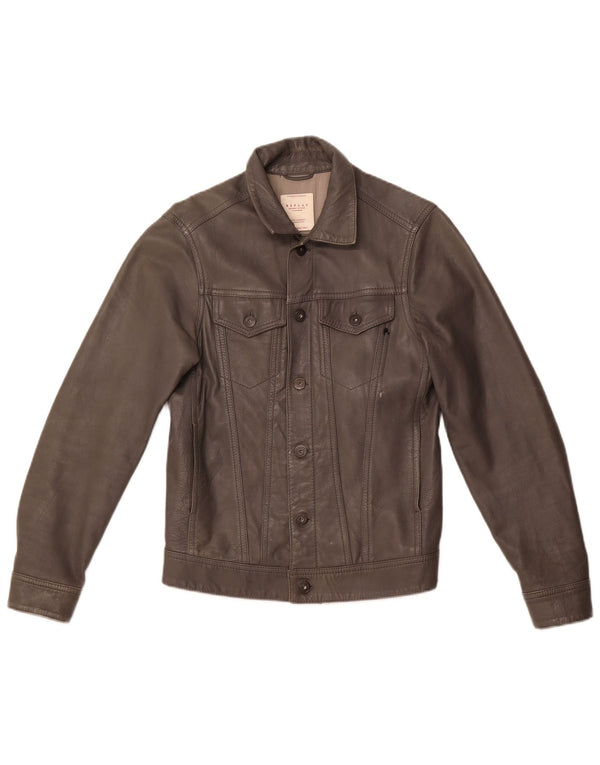 REPLAY Jachetă de piele pentru femei UK 10 Mic din piele gri