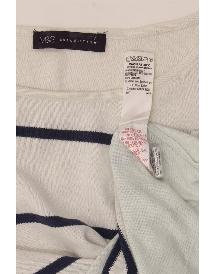 Top pentru femei Marks & Spencer cu mânecă lungă UK 8, bumbac cu dungi albe mici