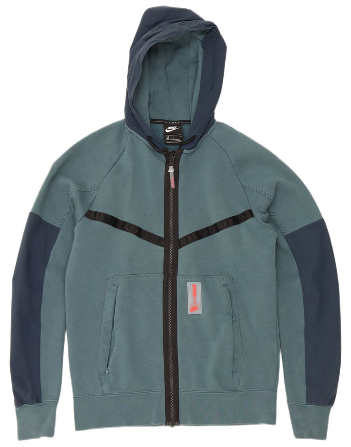 Pulover Nike pentru bărbați, cu fermoar, cu glugă, mic, albastru, poliester