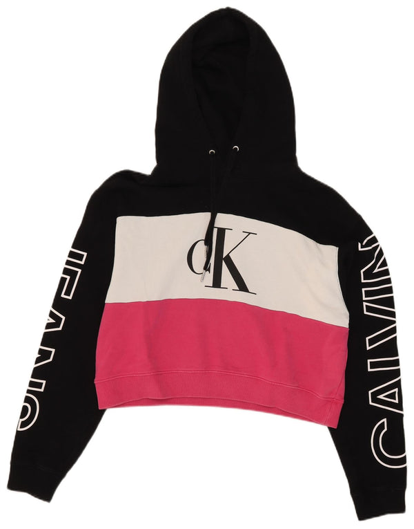 Calvin Klein Jeans Pulover oversized Crop Hoodie pentru femei UK 10 Small Black
