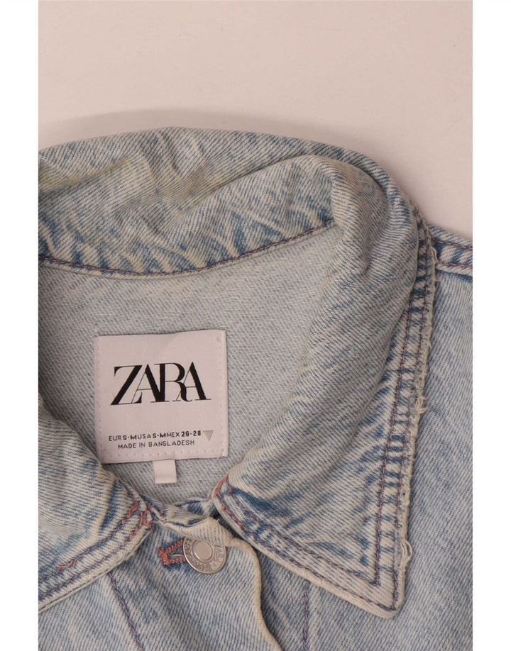 Jachetă de blugi supradimensionată pentru femei Zara UK 10 mic, albastru, bumbac color bloc