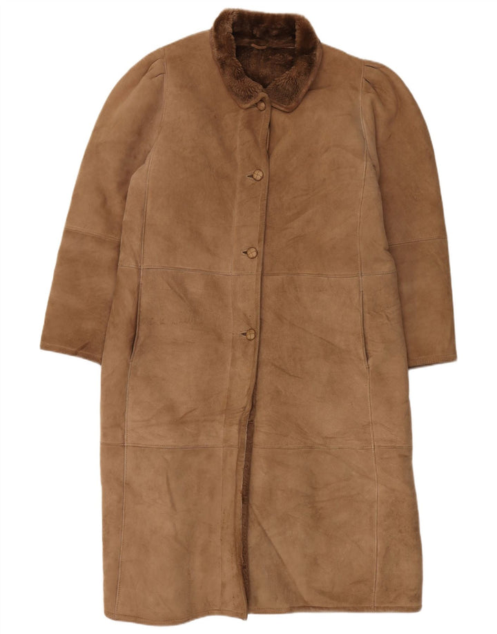 Palton vintage pentru femei din shearling UK 16 mare bej