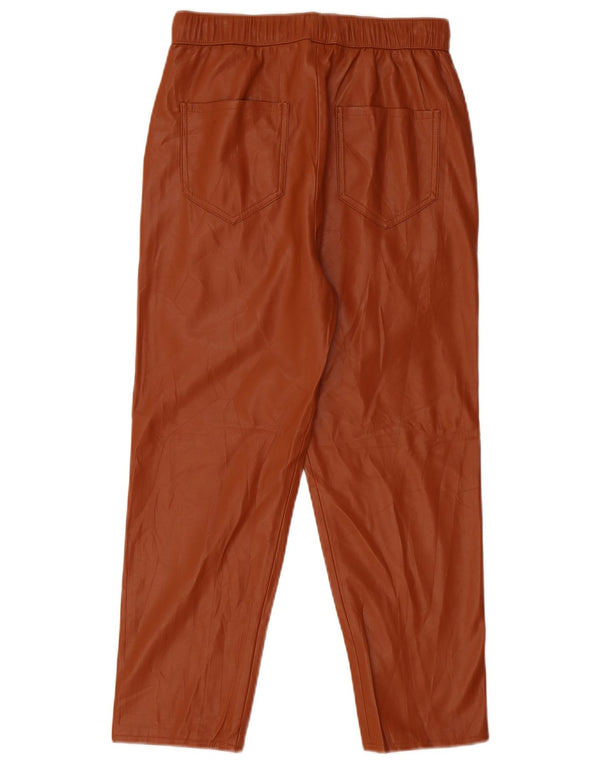 Pantaloni drepti din piele artificială pentru femei Zara XS W25 L24 maro