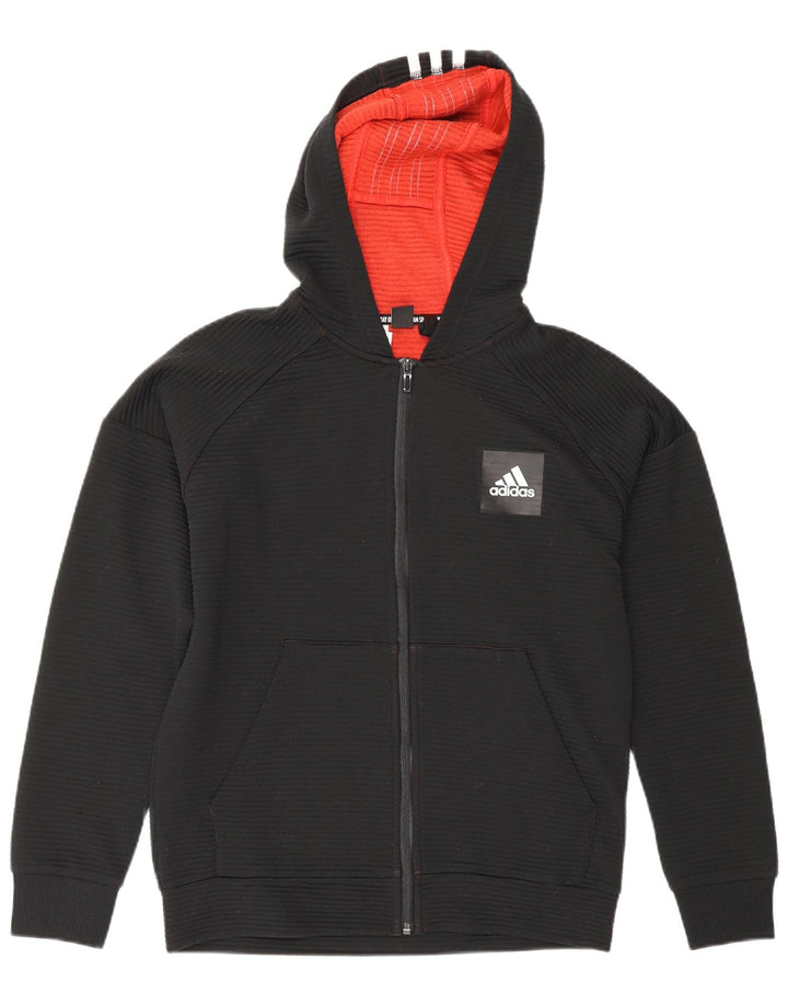 Pulover Adidas pentru băieți, cu fermoar, 13-14 ani, poliester negru
