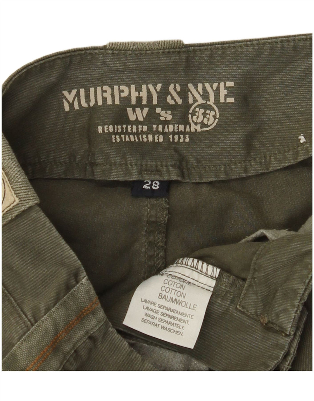 MURPHY & NYE Pantaloni drepti din velur pentru femei W28 L23 bumbac kaki
