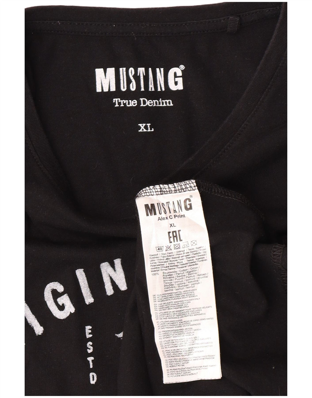 Tricou grafic pentru bărbați MUSTANG Top XL bumbac negru