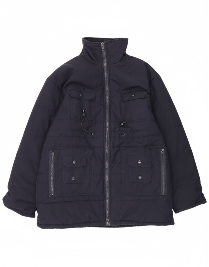 VINTAGE Mens Windbreaker Jacket UK 40 Large Navy Blue Polyester