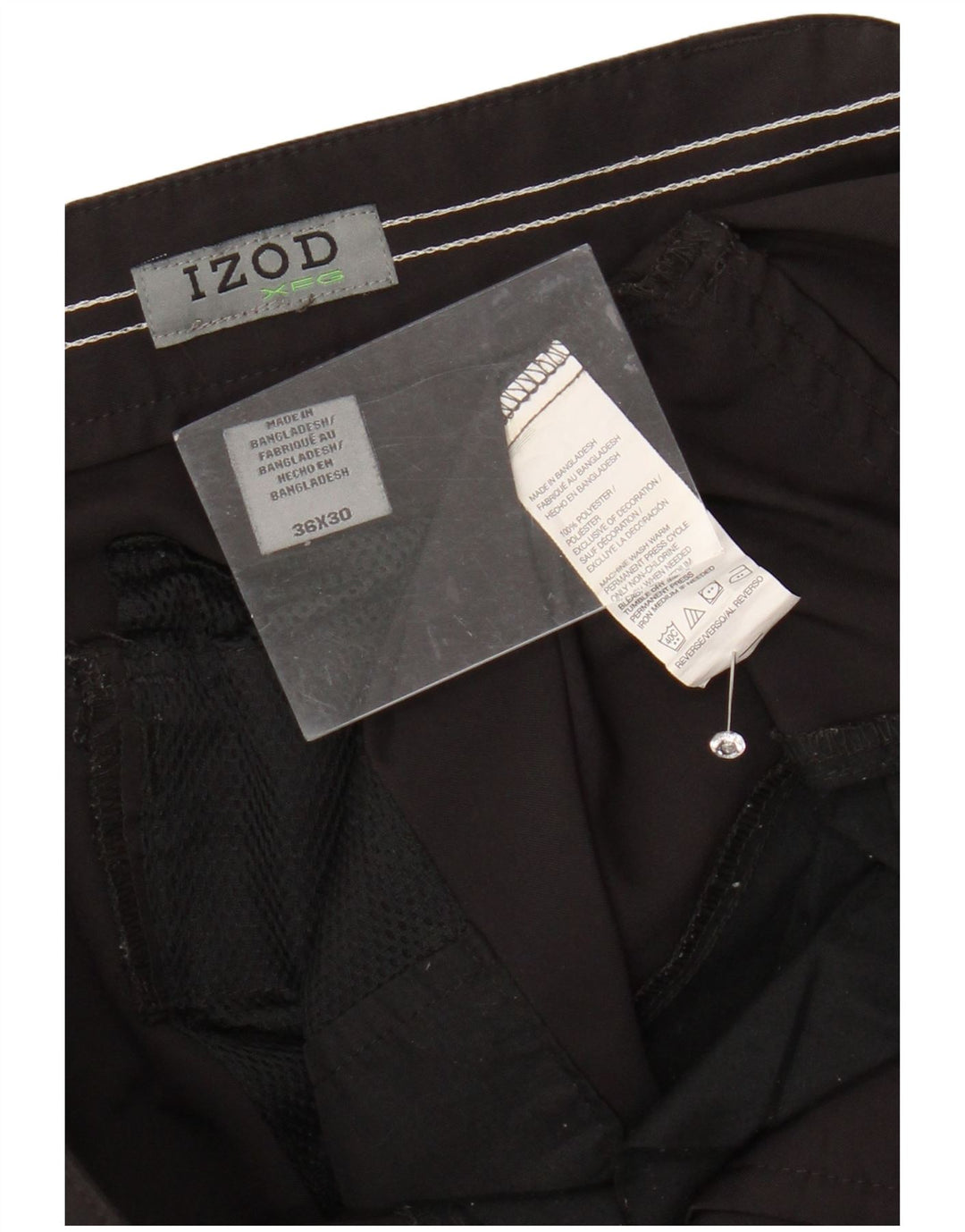 Pantaloni chino drepți pentru bărbați IZOD L36 L30 Poliester negru