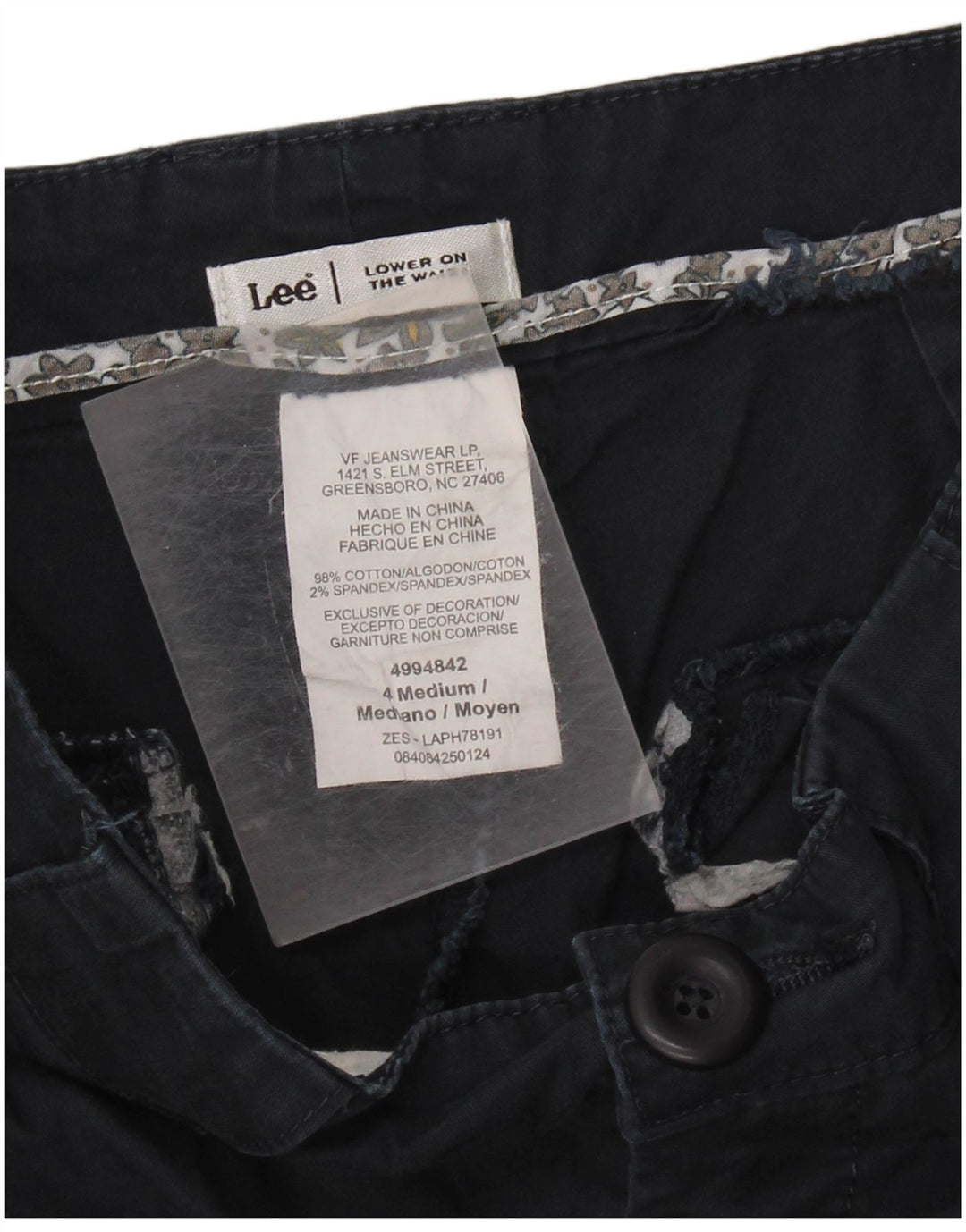 Pantaloni Capri pentru femei cu talie joasă Lee US 4 Small W28 L20 Bumbac bleumarin