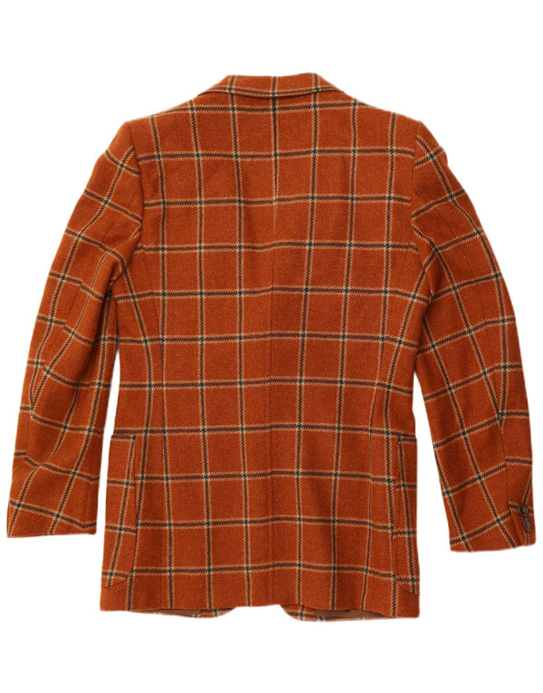 Jachetă pentru bărbați VINTAGE cu 2 nasturi IT 50 Lână mare cu carouri maro