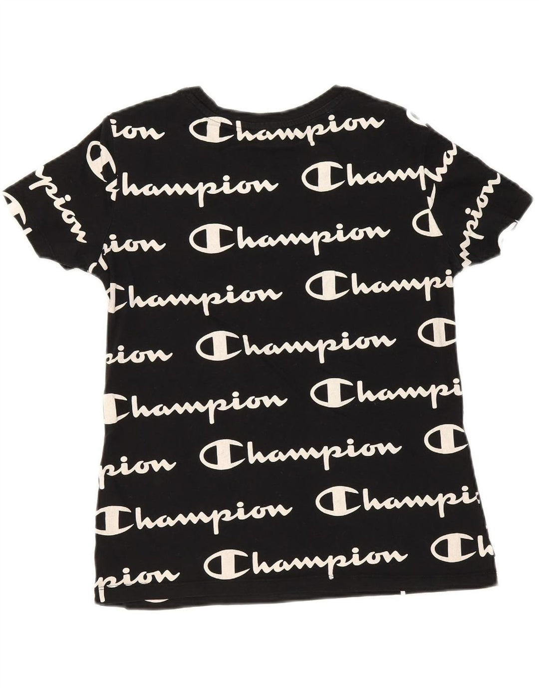 CHAMPION Womens Graphic T-Shirt Top UK 12 Medium Black