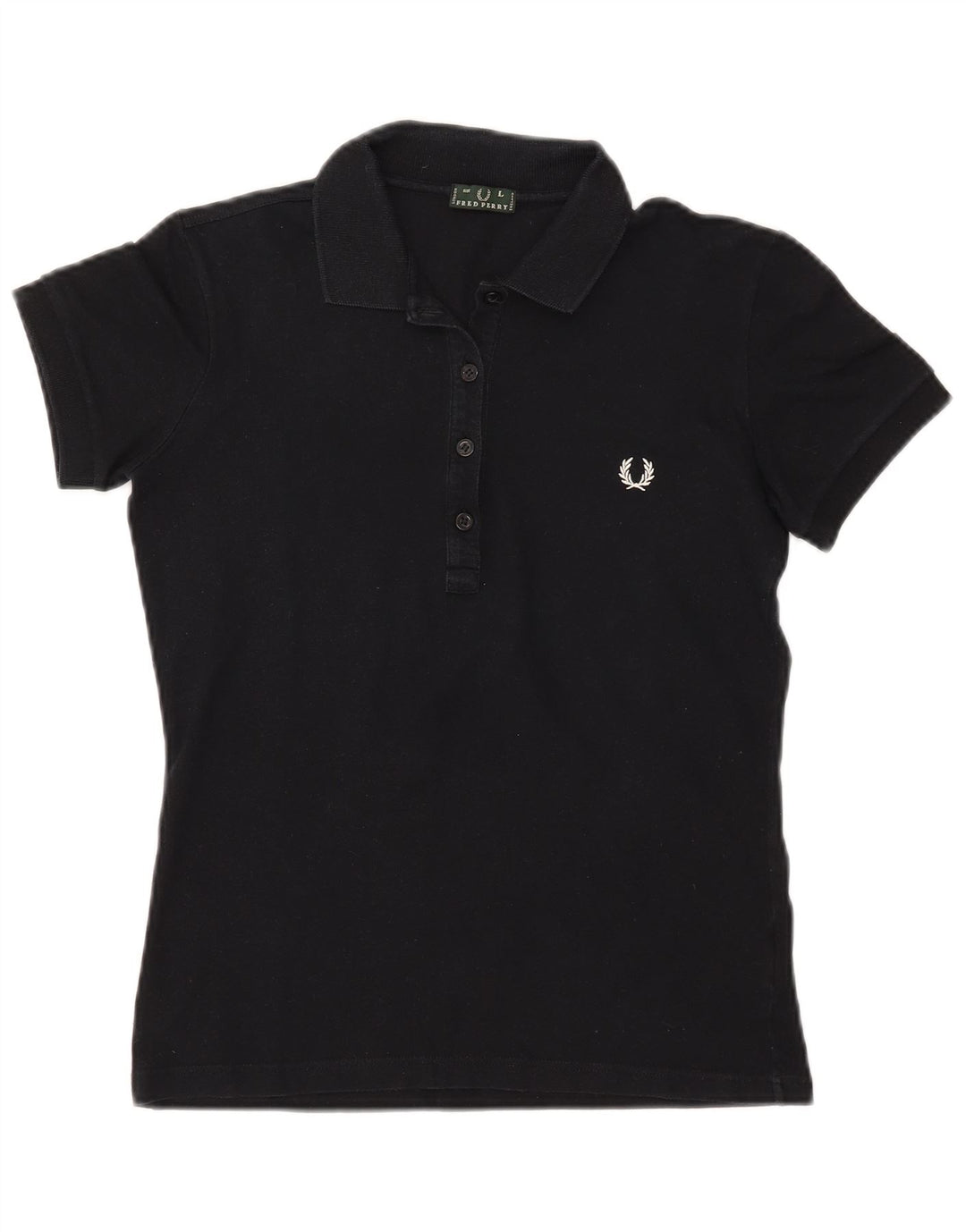 FRED PERRY Tricou polo pentru femei UK 16, mare, negru, bumbac