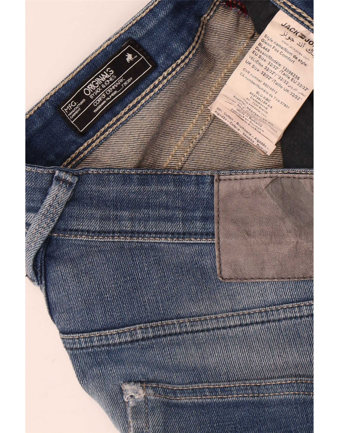 Blugi slim pentru bărbați Jack & Jones W32 L32 bumbac albastru