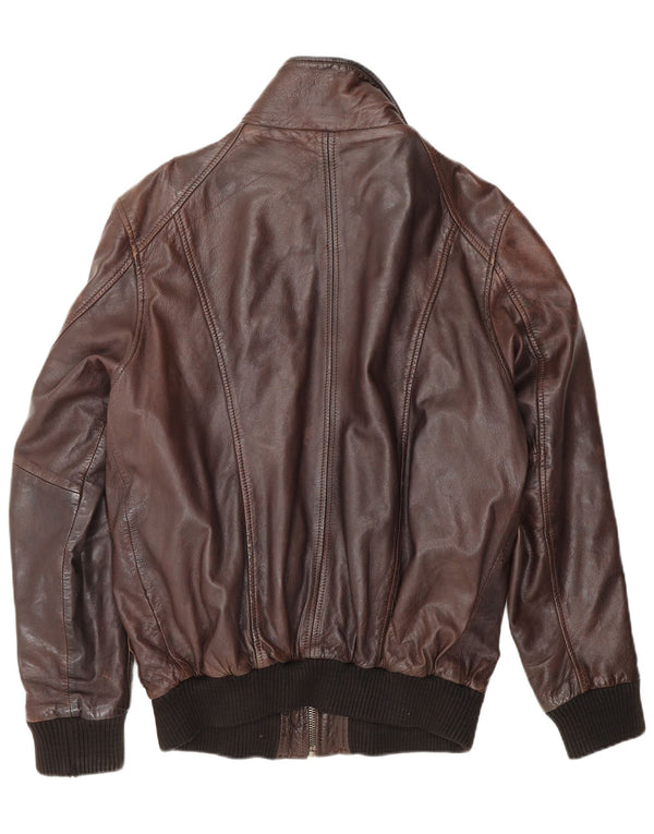 MAZE Mens Leather Jacket UK 40 Large Brown Leather