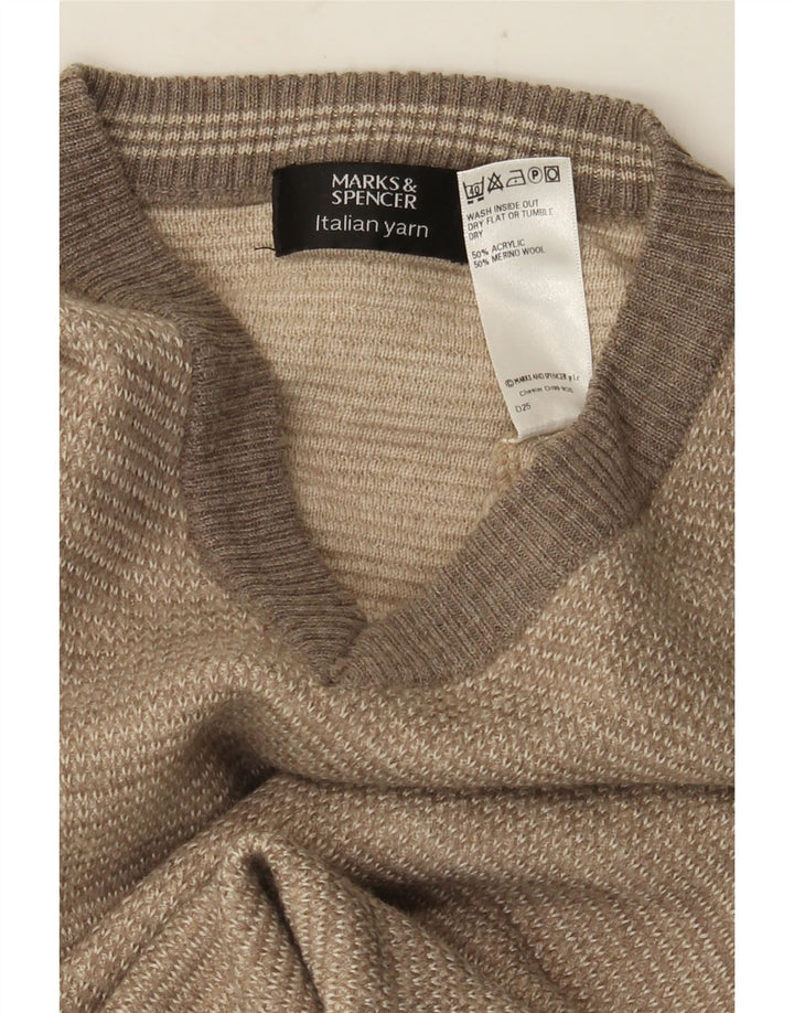 Pulover pentru bărbați Marks & Spencer, cu decolteu în V, mic, bej, acrilic