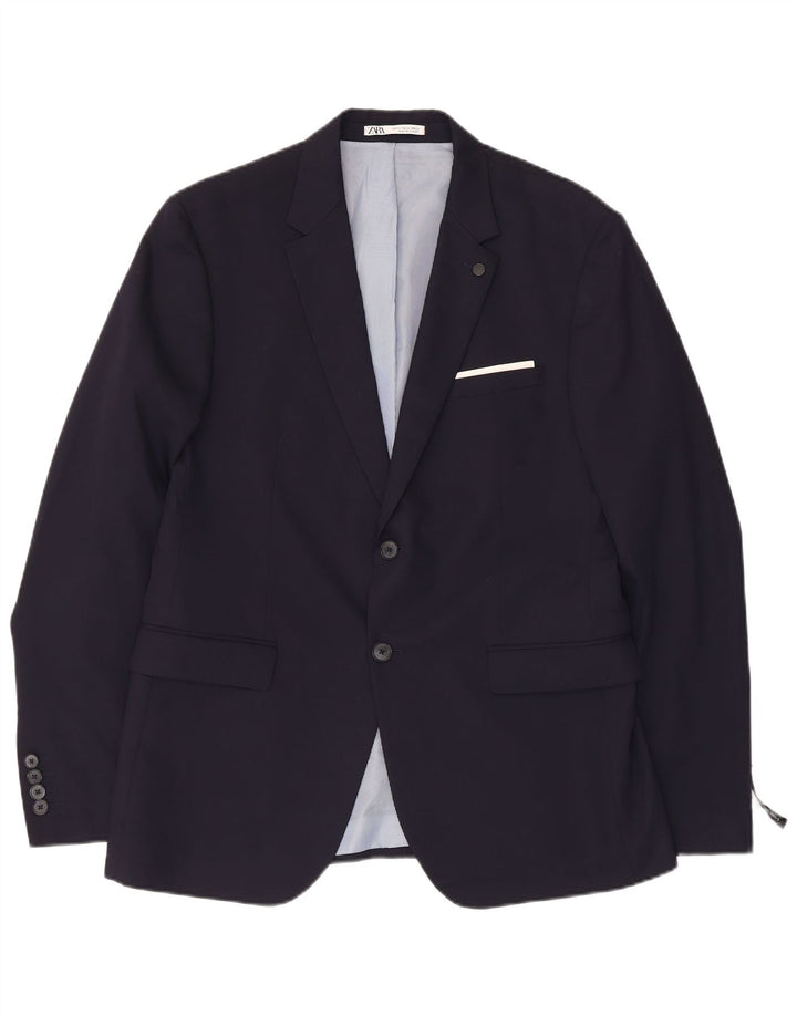 Blazer pentru bărbați Zara cu 2 nasturi EU 52 Viscoză mare albastru bleumarin