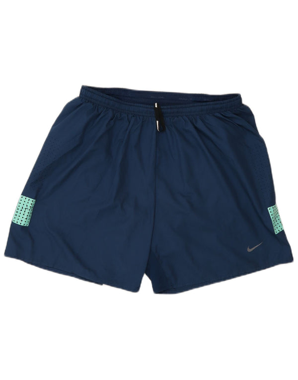Pantaloni scurți sport pentru bărbați Nike, cu formă regulată, albastru mediu, poliester color bloc