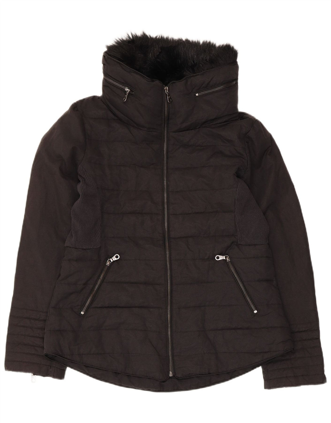 MINT VELVET Jachetă căptușită pentru femei UK 12 Medium Black Bumbac